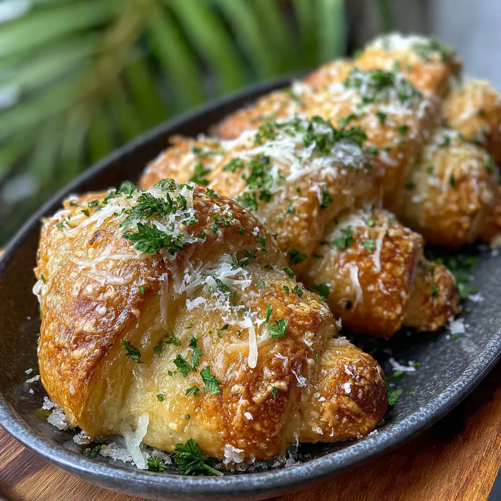 Close-up of a warm pull-apart crescent roll showing layers of melted Italian cheese and herbs