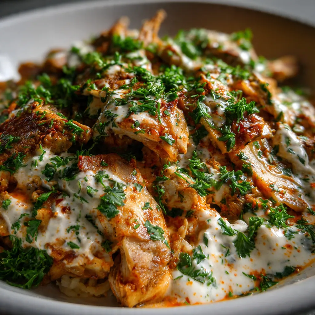 Close-up texture shot showing the thick, creamy consistency of the emulsified garlic sauce