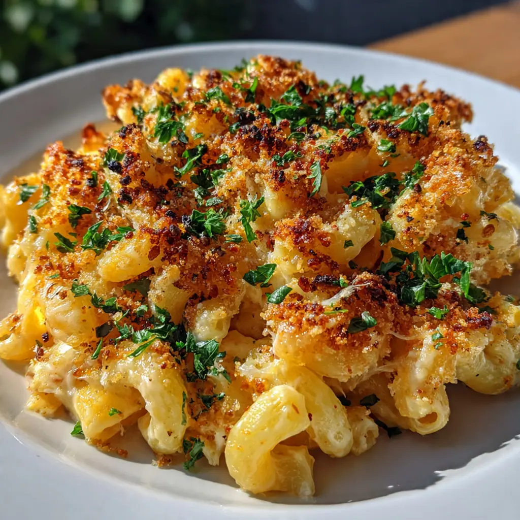 Creamy cheese sauce stretching from a spoonful of macaroni loaded with cheddar and gouda