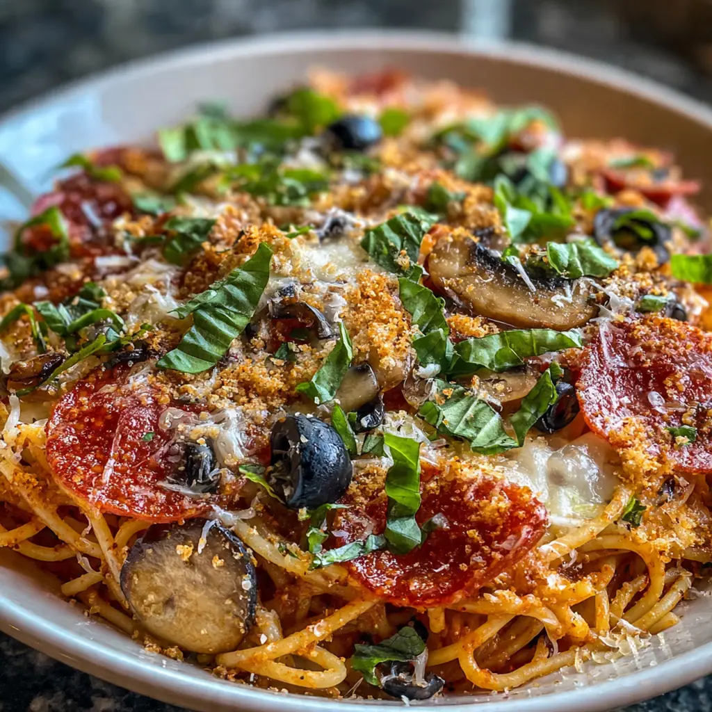 A comforting family-style dinner plate with a slice of the bake next to a green salad and garlic bread