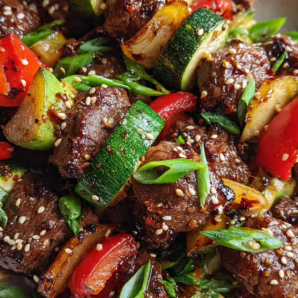 A complete dinner plate with teriyaki sesame beef skewers served over rice with lime wedges