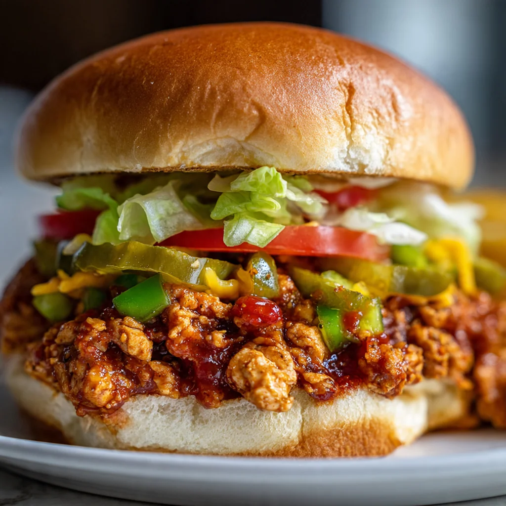 Close-up of a spoonful of the spicy chicken mixture with bell peppers and onions in a cast iron skillet
