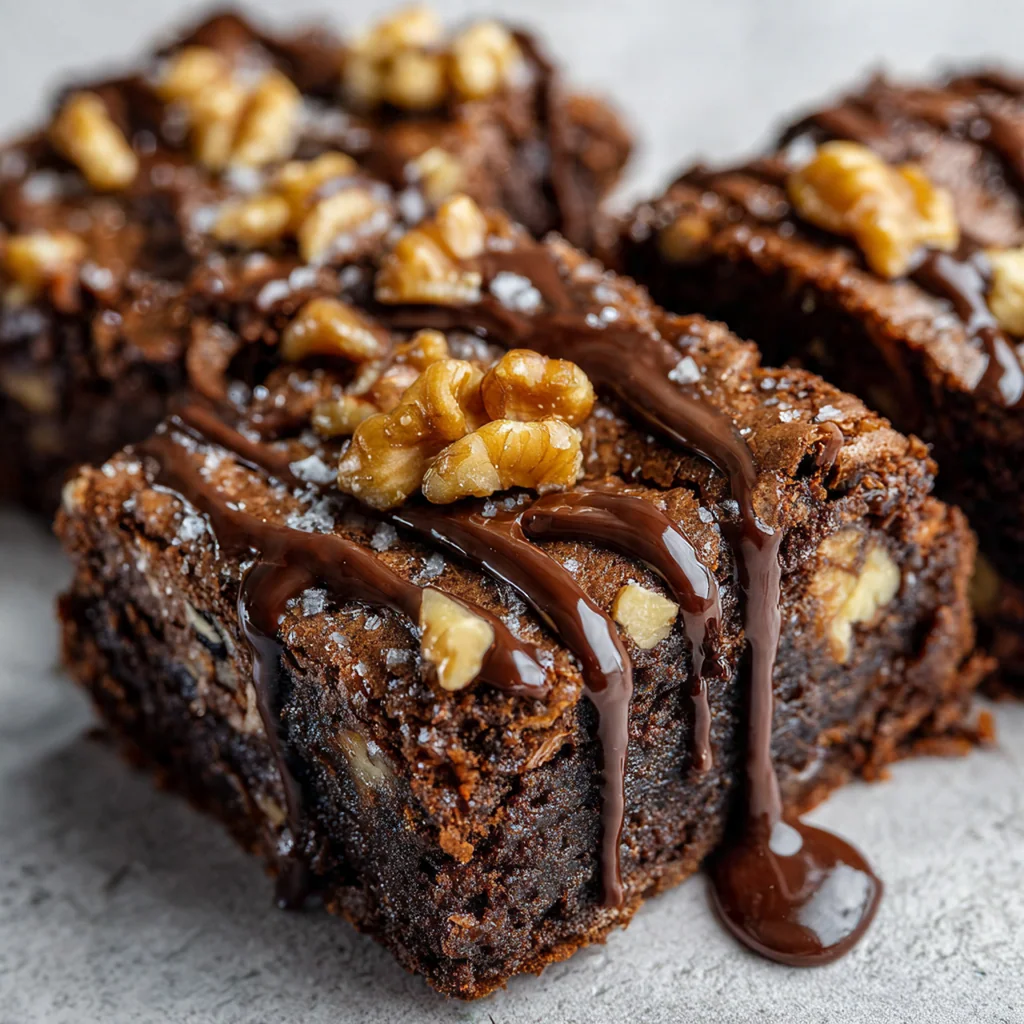 Slice of brownie bread on a plate showing the dense crumb and molten fudge ribbon