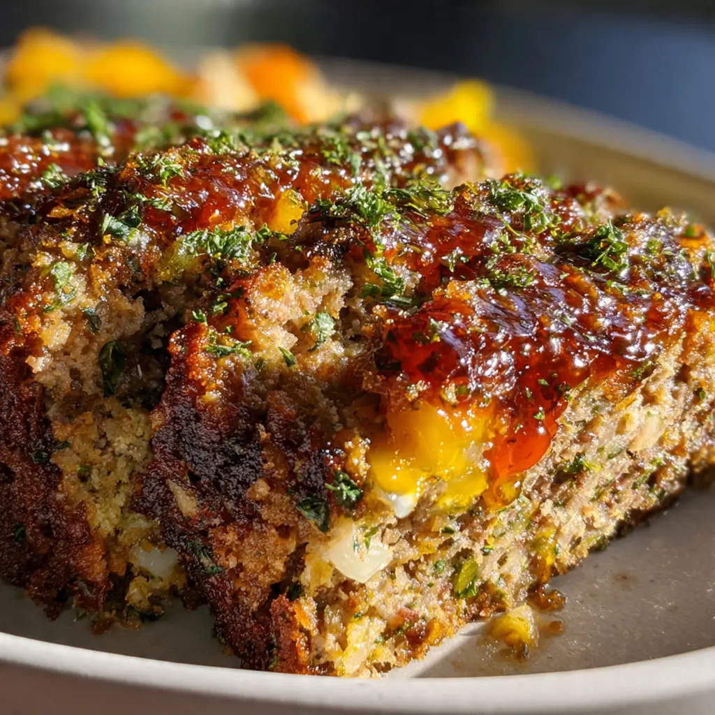A comforting dinner plate featuring sliced meatloaf with creamy mashed potatoes and green beans