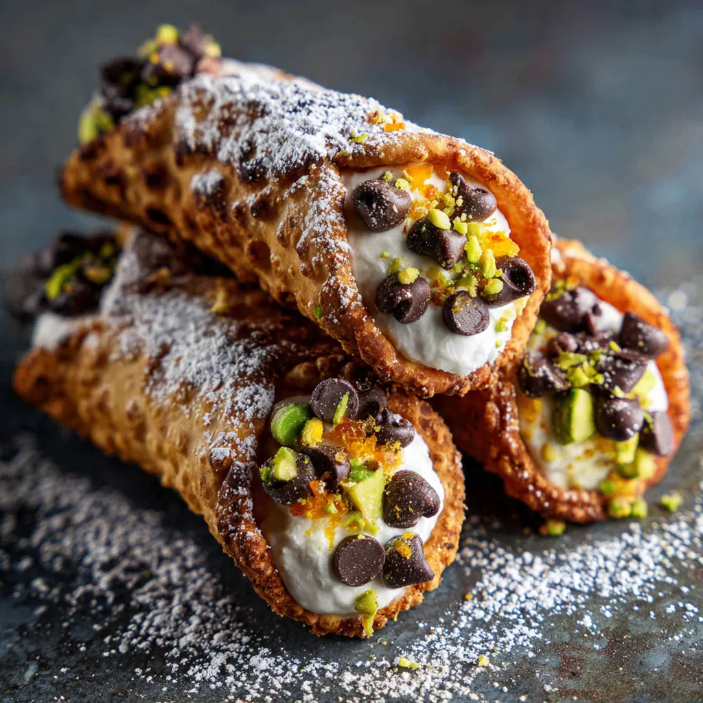 Fresh Italian cream cannoncini arranged with berries and lemon zest showing the elegant presentation