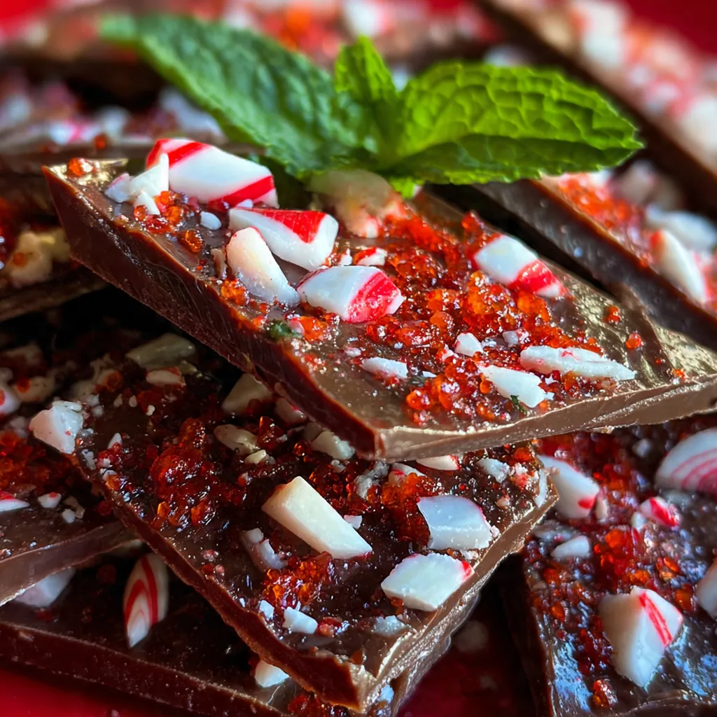 Close-up of a hand breaking a large piece of peppermint brittle into smaller shards