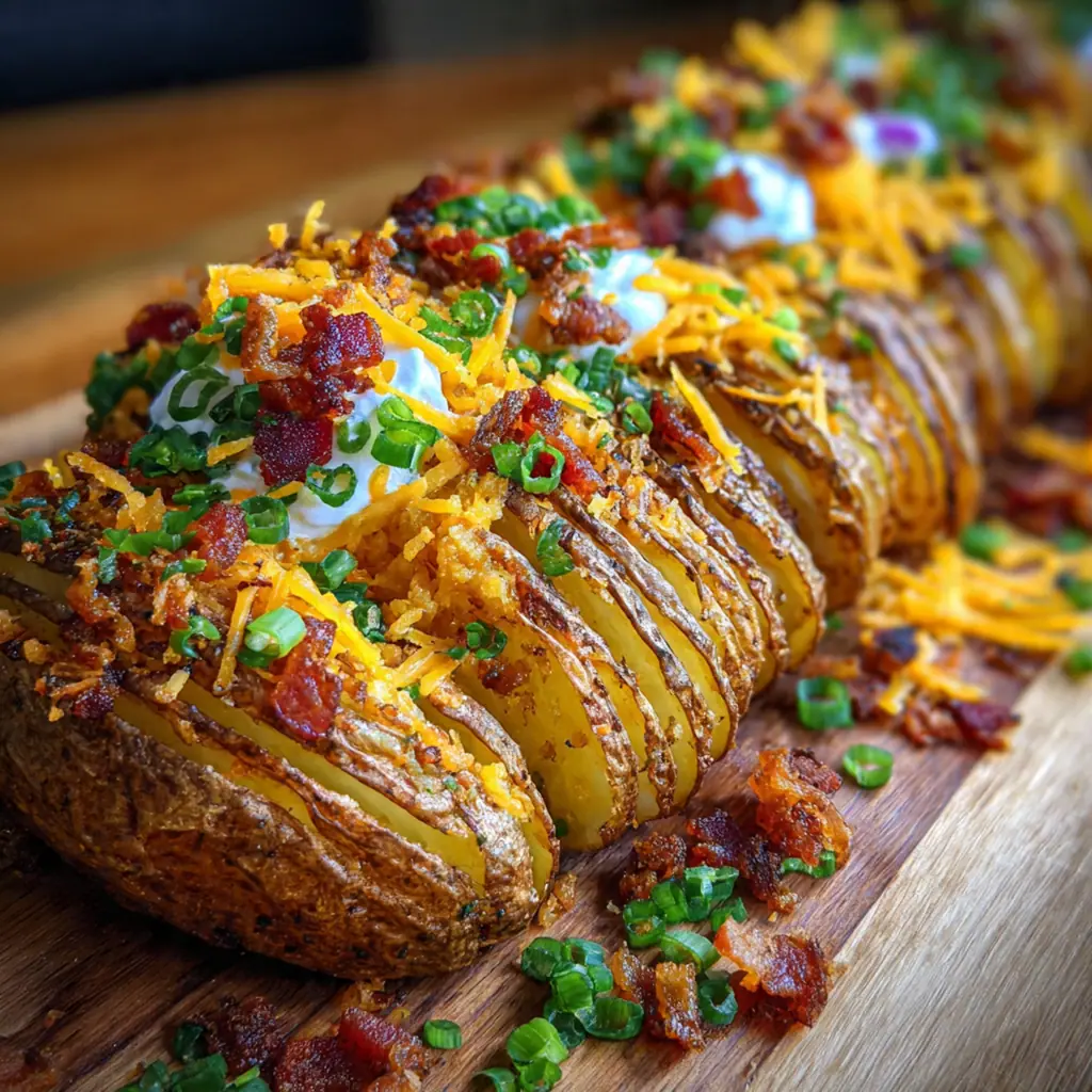 A complete dinner plate featuring Longhorn-style sliced baked potatoes next to a juicy steak