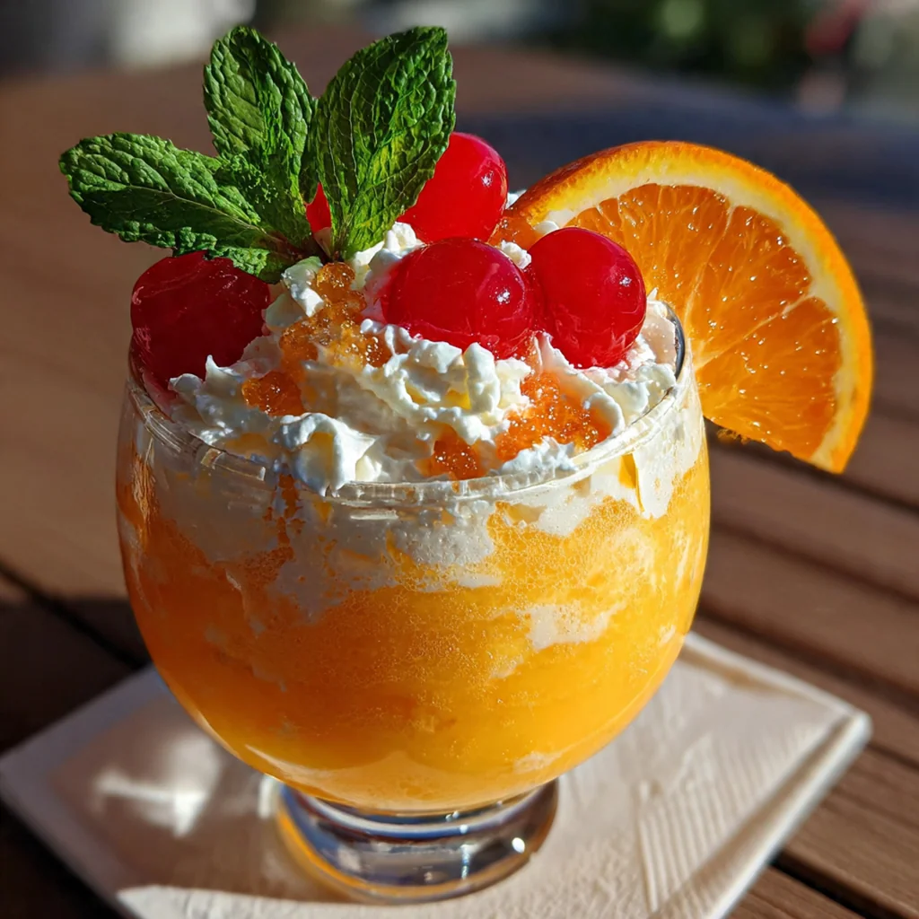 All ingredients for the creamsicle slushy laid out beautifully: orange juice, yogurt, honey, and vanilla