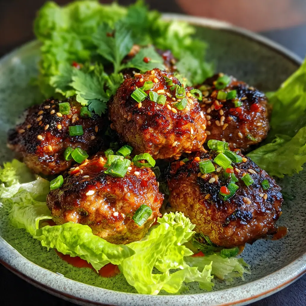 Raw ingredients for Korean BBQ meatballs including ground beef, gochujang, and fresh aromatics