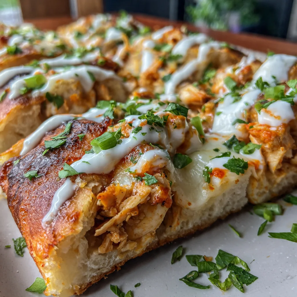 Ingredients for Buffalo Chicken Strombolis arranged on a marble counter including buffalo sauce, cream cheese, and shredded cheeses