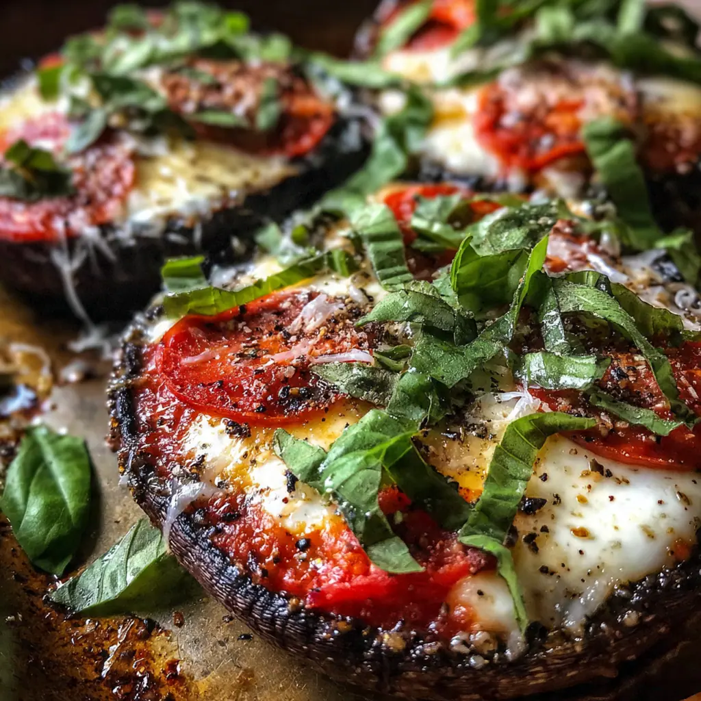 A complete dinner plate featuring the mushroom bake alongside a fresh green salad and breadsticks