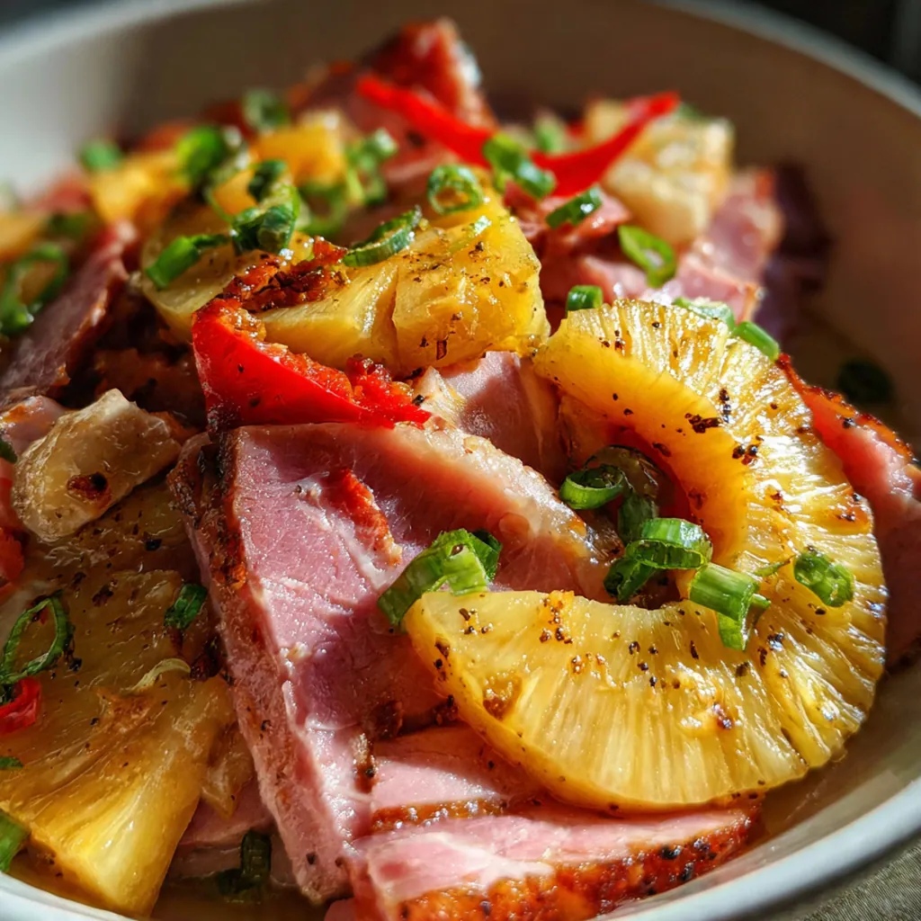 A festive holiday table setting with the slow cooker ham as the centerpiece surrounded by classic side dishes
