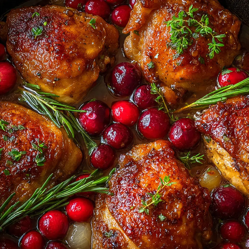 A complete dinner plate featuring honey cranberry chicken bake served over fluffy white rice with parsley garnish