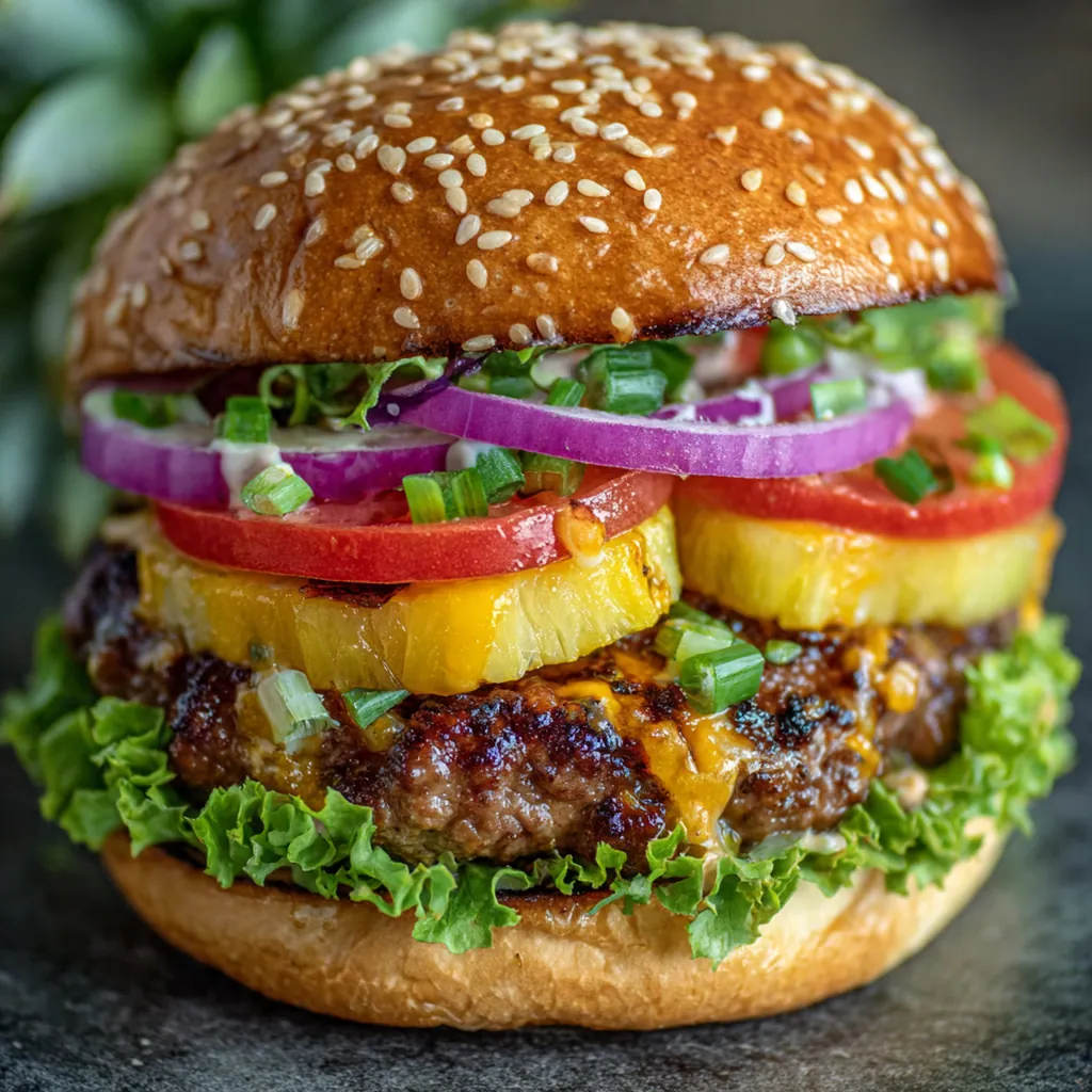 Close-up of a caramelized pineapple slice with grill marks on a hot barbecue grill