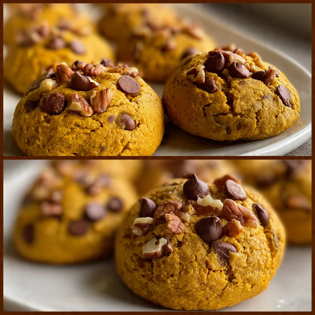 Close-up of a frosted pumpkin cookie with creamy cream cheese frosting and a sprinkle of cinnamon