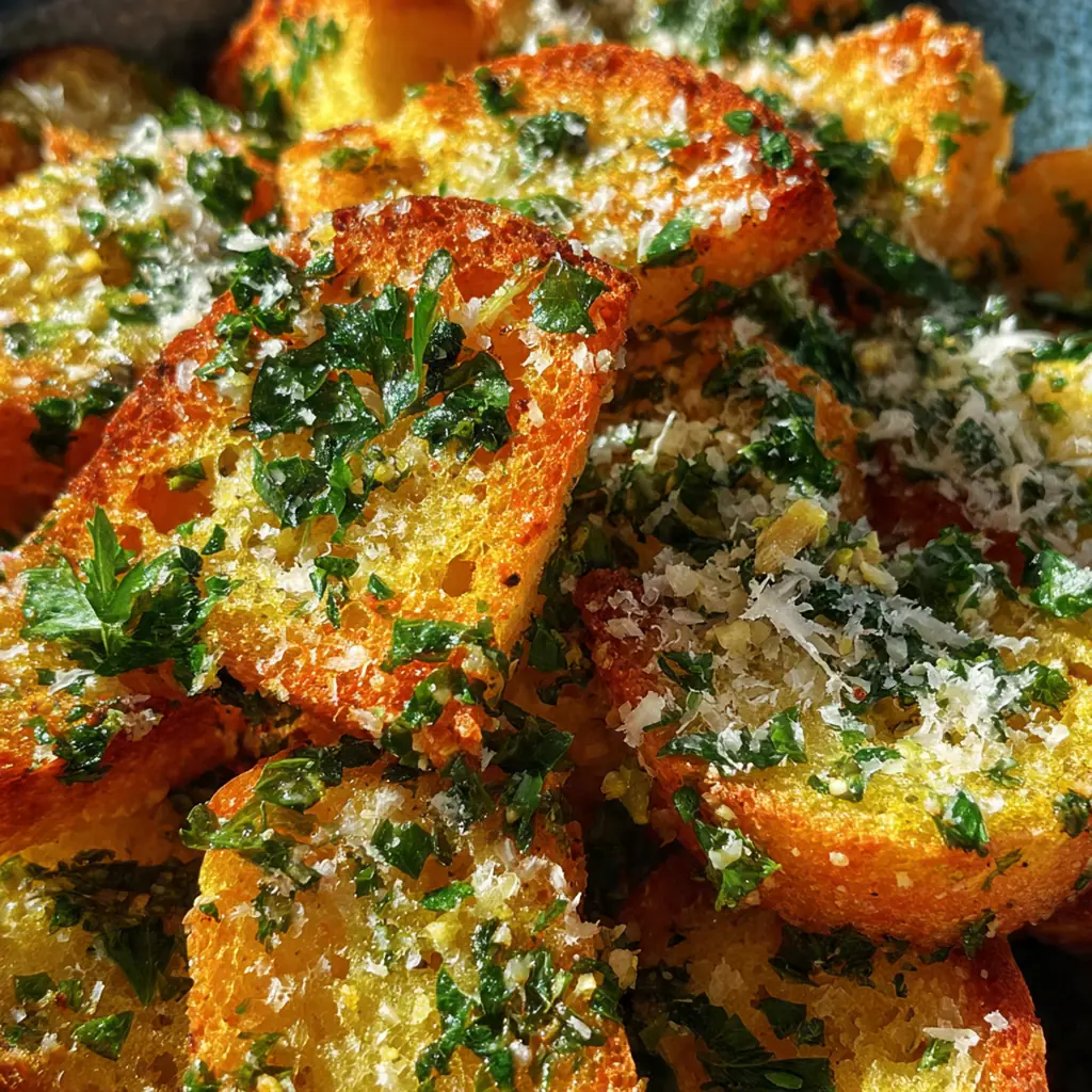 Overhead shot of a baking sheet full of crispy garlic Ritz crackers fresh from the oven