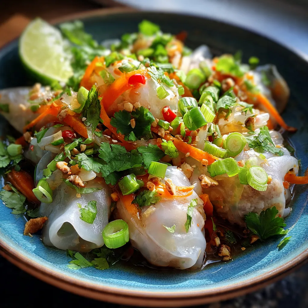 A close-up shot showing the shatteringly crisp texture of the pan-fried rice paper wrapper