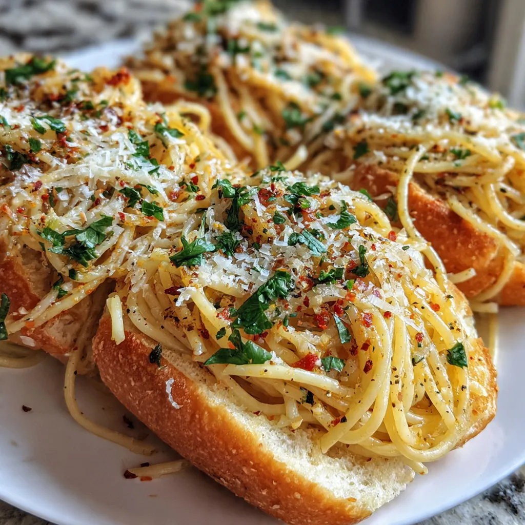 Close-up of a hand pulling apart a hot sub to reveal the cheesy spaghetti filling inside