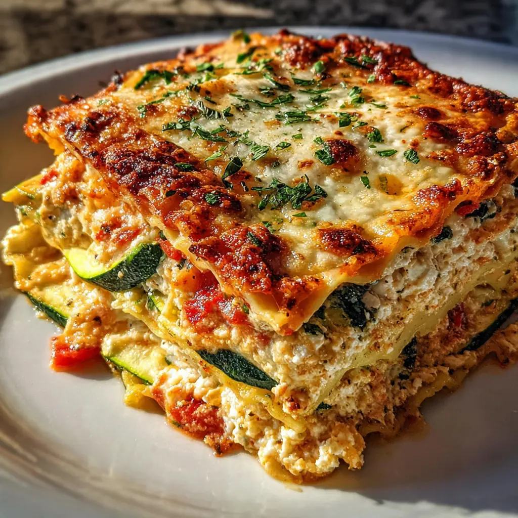 Overhead view of all ingredients for vegetable lasagna arranged neatly on a kitchen counter