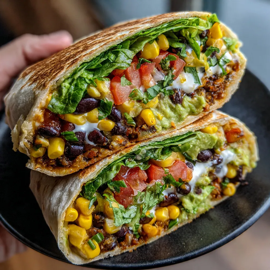 Fresh ingredients for the crunchwrap including diced tomatoes, shredded lettuce, and seasoned vegan beef crumbles in a skillet