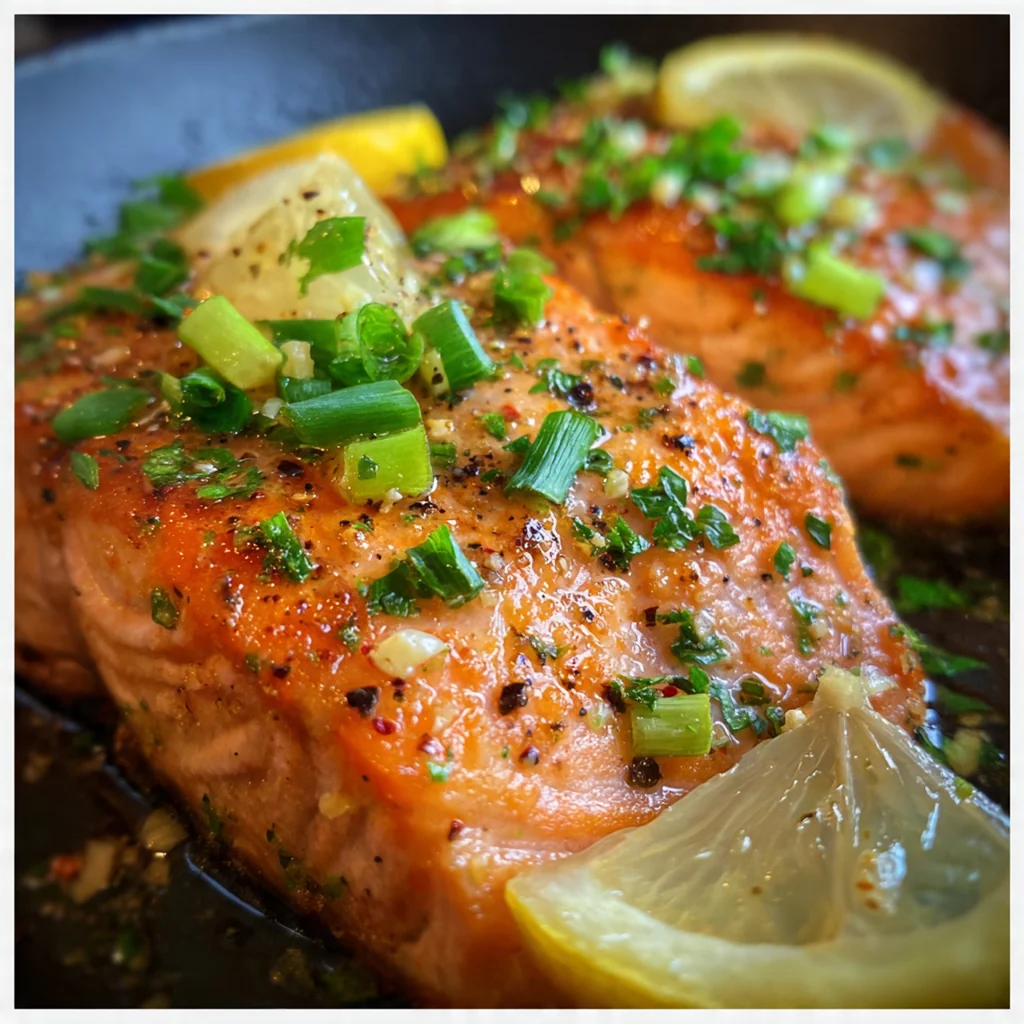 Close-up of fork tender salmon flaking apart to show the moist interior.