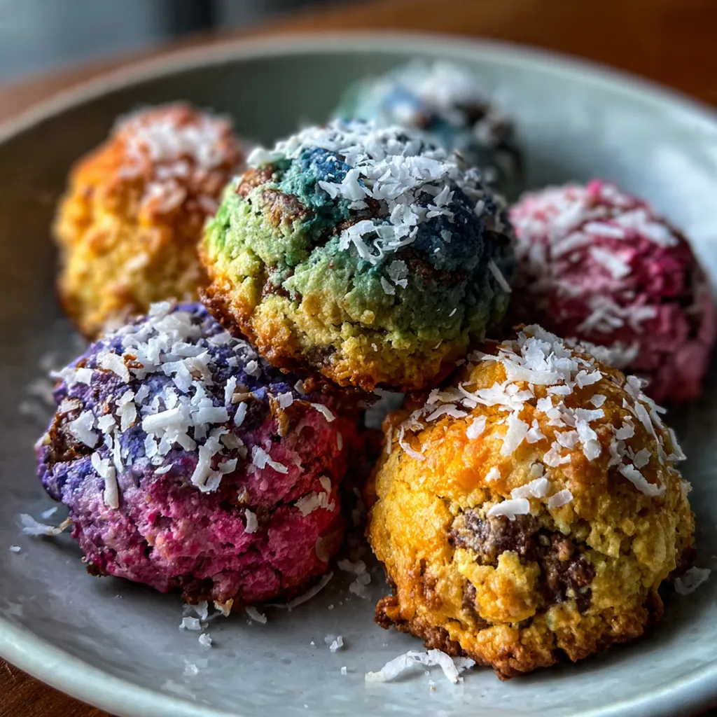 Fresh baked hidden rainbow cookies cooling on a wire rack with visible colorful specks