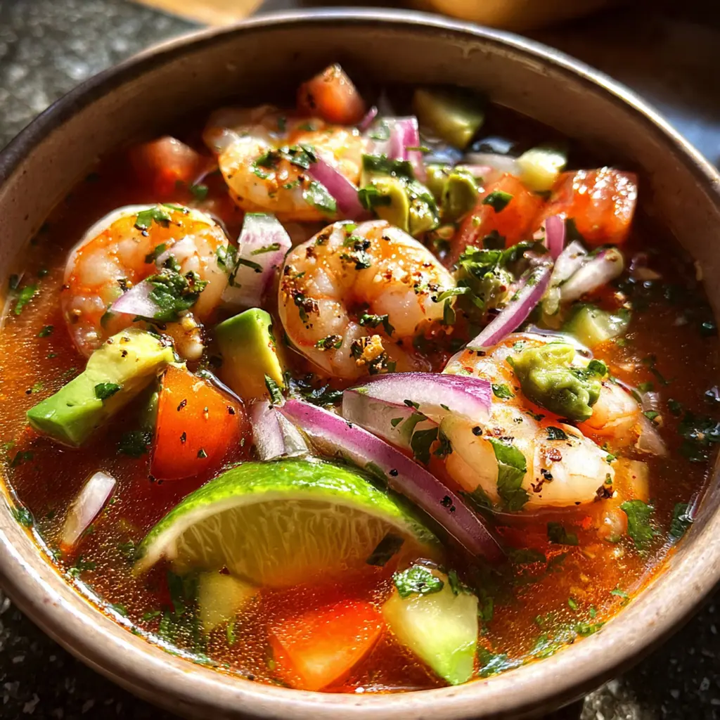 A festive table setting with glasses of shrimp cocktail, lime wedges, and tortilla chips for dipping