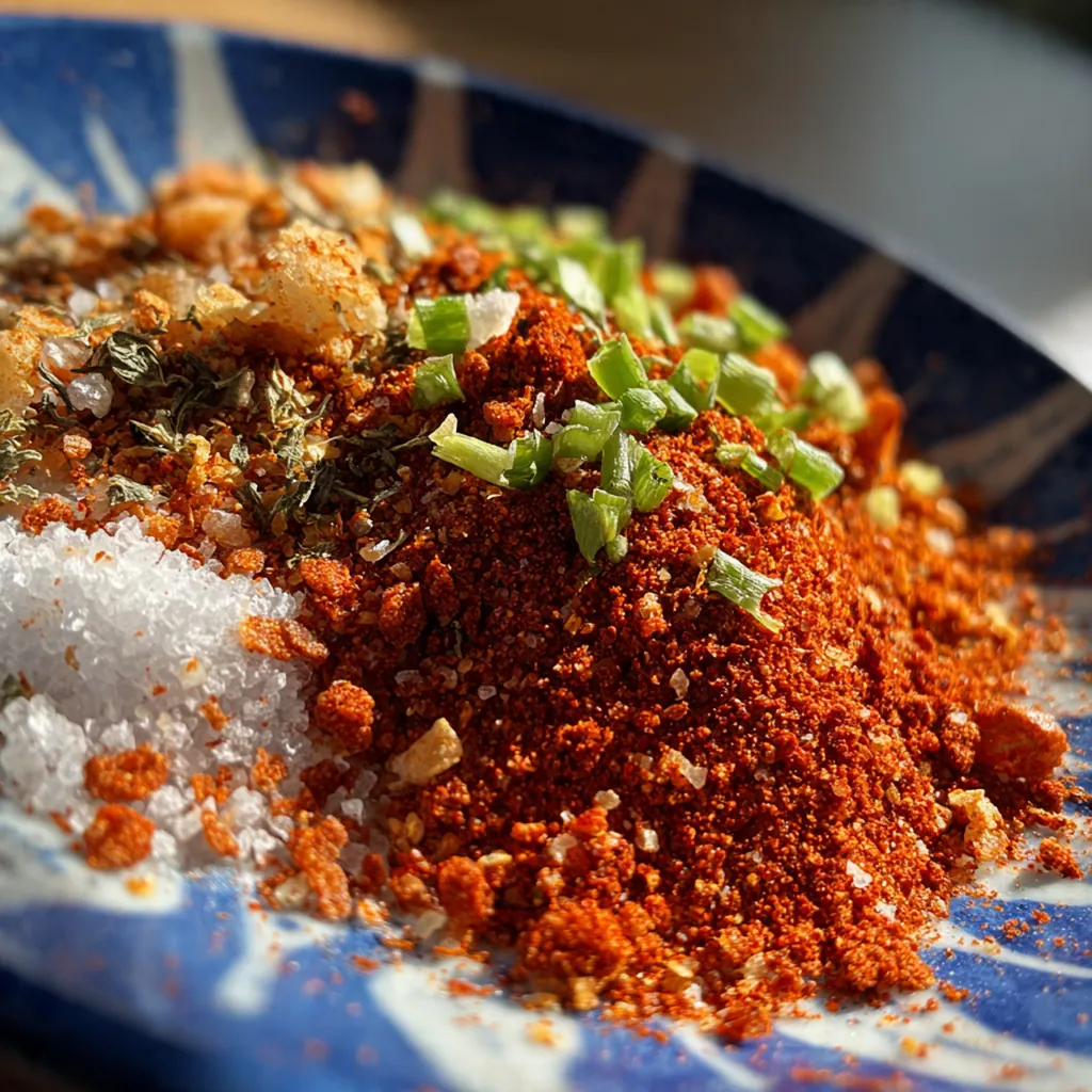 Spicy salt blend sprinkled over sliced avocado toast for a flavor boost