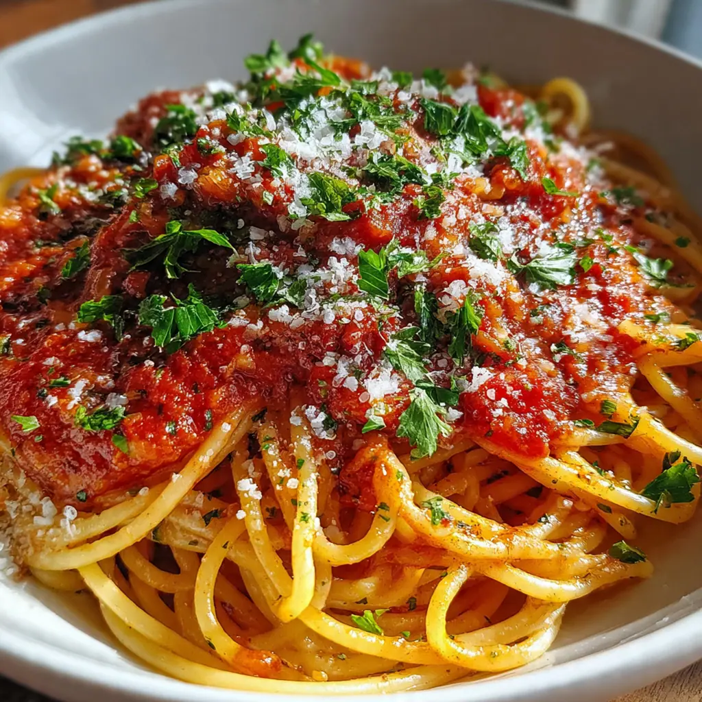 Ground beef and onions browning in a Dutch oven before adding tomatoes.