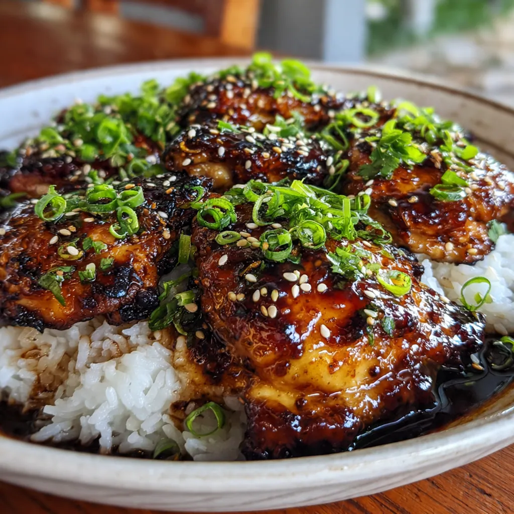 Grill-side shot of chicken being basted with the sweet and savory Huli Huli sauce