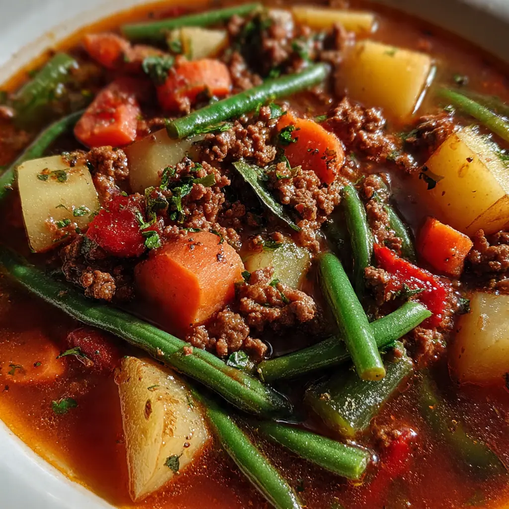 A comforting dinner plate with a generous serving of shipwreck stew next to a fresh green salad and crusty bread.