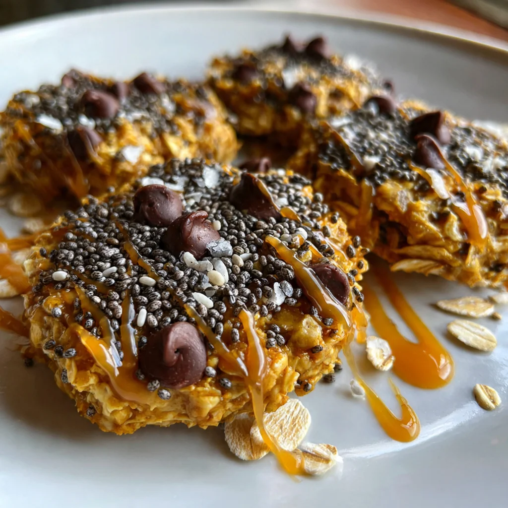A stack of healthy no-bake oatmeal cookies on a rustic wooden board with fresh berries