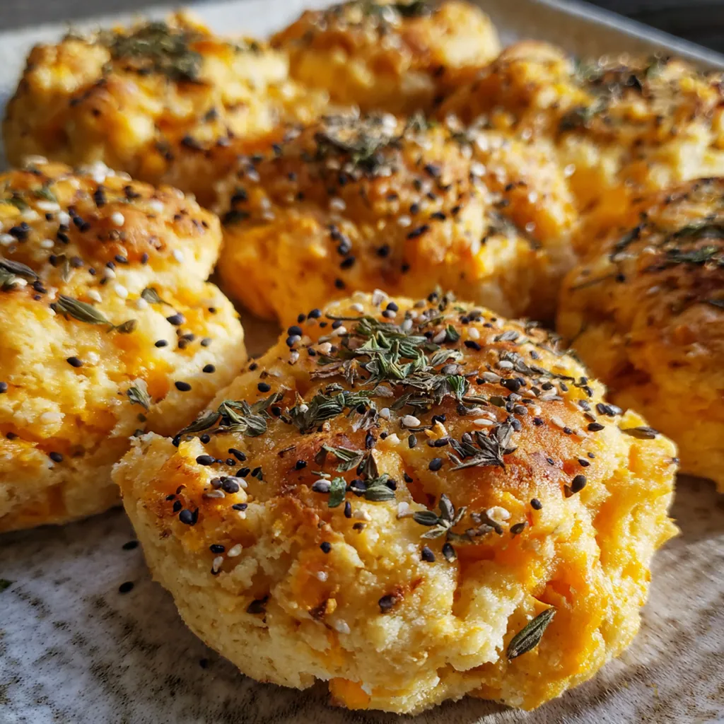 Close-up of a savory cookie showing the flaky Parmesan crust and rich pesto filling garnished with pine nuts.
