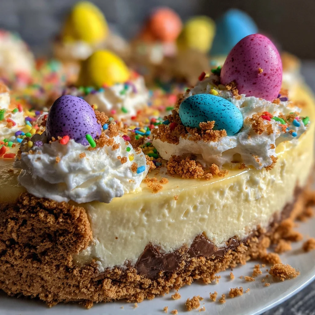 Easter dessert platter with egg cheesecakes surrounded by fresh berries and edible flowers