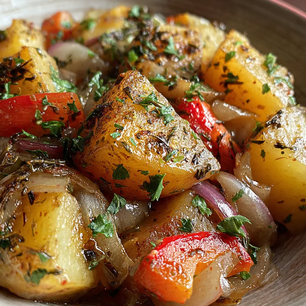 Close-up of a fork pulling apart a creamy, cheesy portion of slow cooked potatoes with visible herbs