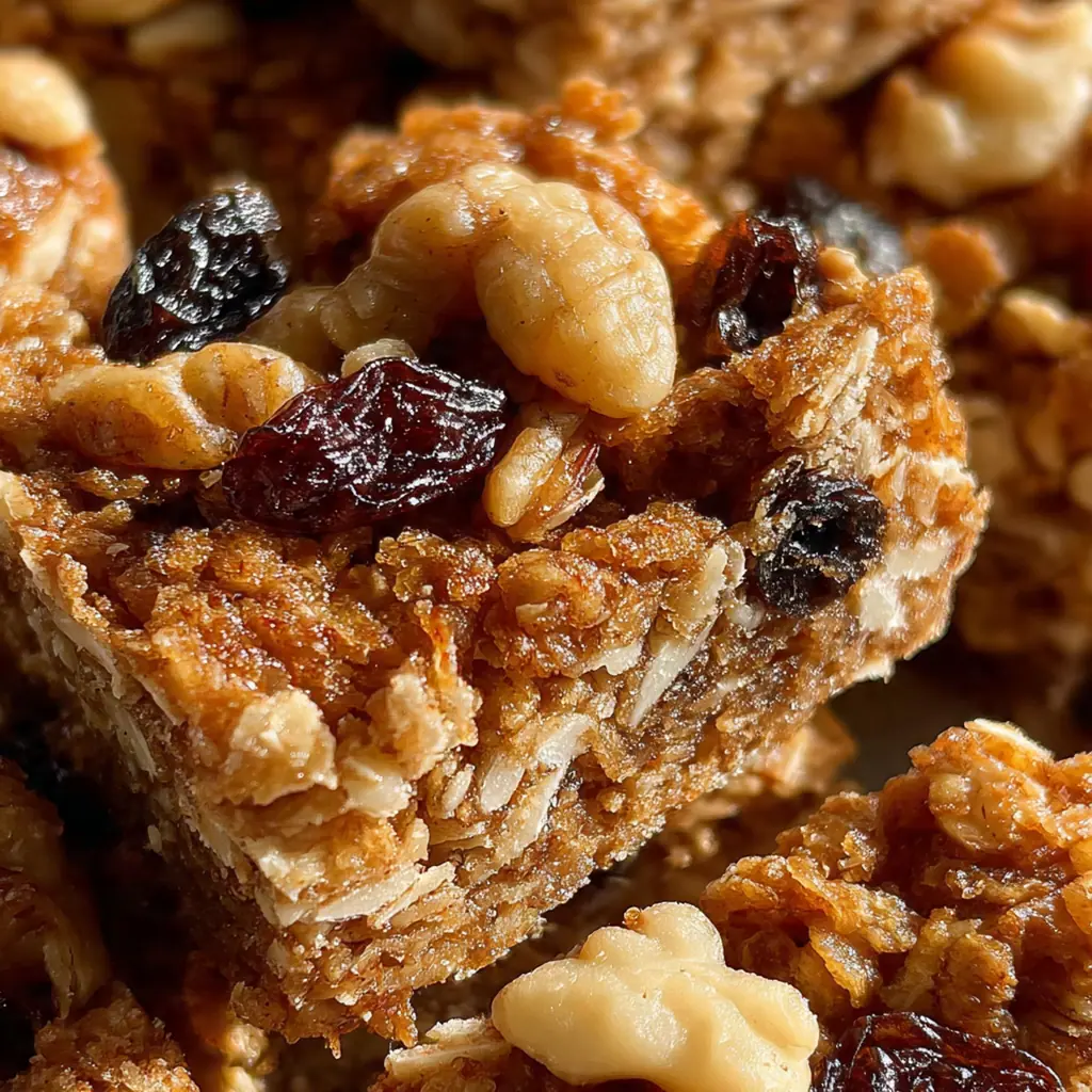 Freshly baked oatmeal bars with crispy edges lifted from the pan using parchment paper