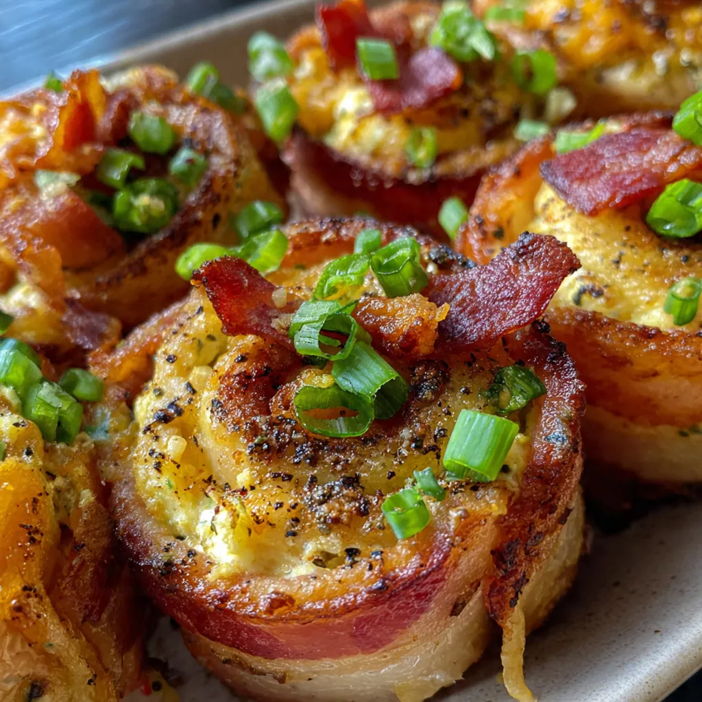 A platter of Garlic Butter Bacon Rollups garnished with parsley and Parmesan served with dipping sauces