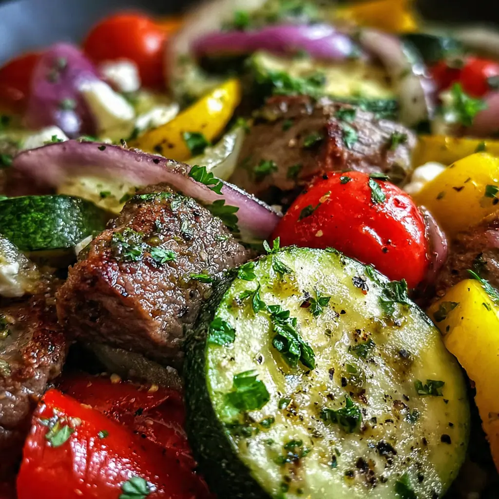 A complete dinner plate with beef stirfry served over fluffy couscous with a lemon wedge