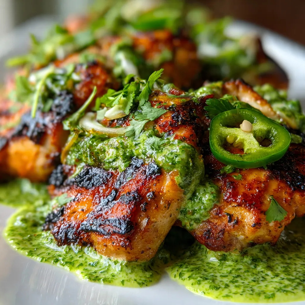 A jar of creamy Peruvian green sauce garnished with fresh cilantro and lime wedges
