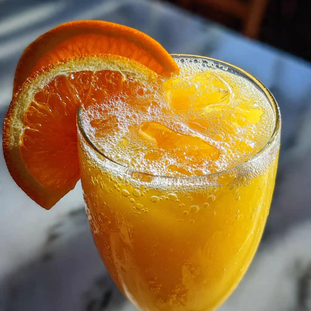 Close-up on two frosty sugar-rimmed glasses garnished with orange slices and fresh mint