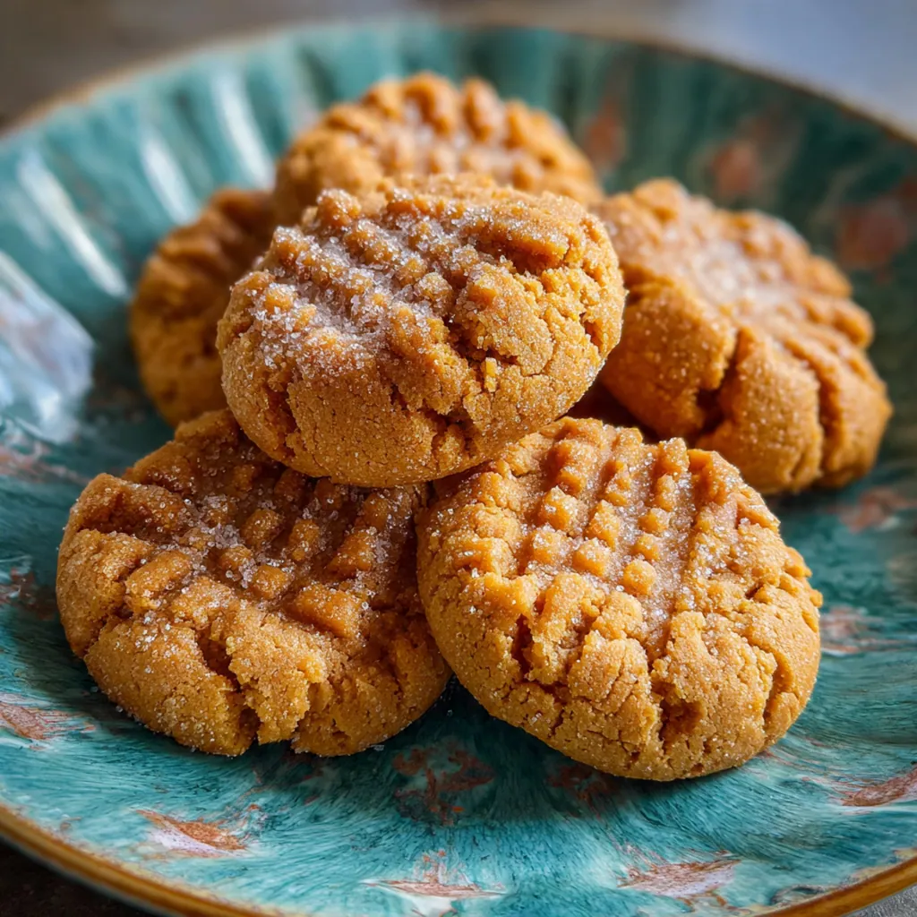 Close-up of a chewy peanut butter cookie with sparkling sugar and flaky sea salt