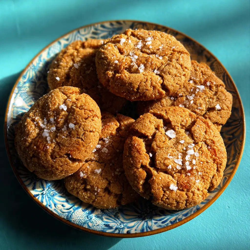 Ingredients for peanut butter cookies including a bowl of dough, peanut butter jar, and measuring spoons
