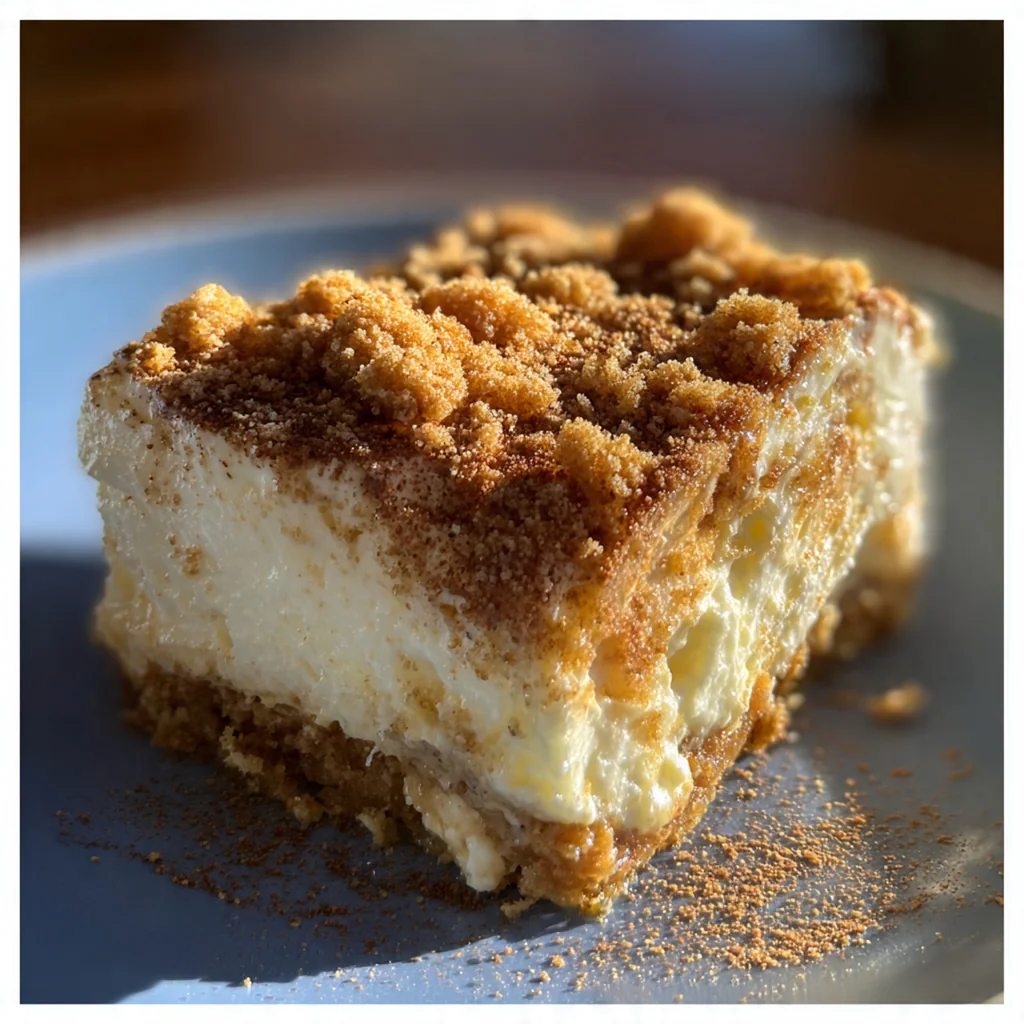 Close-up of mixing bowl showing smooth cream cheese blended with brown sugar and cinnamon