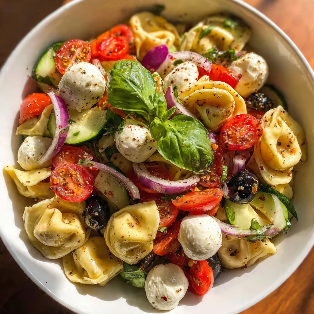 Fresh ingredients arranged artfully around the finished salad, highlighting the Kalamata olives and grated Parmesan
