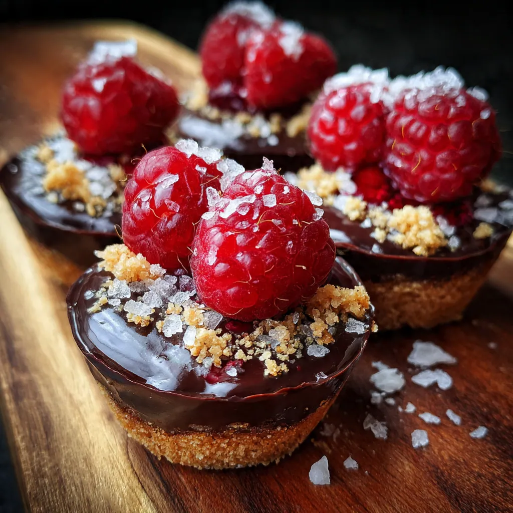 A dozen Raspberry Jam Chocolate Bites garnished with fresh mint and powdered sugar