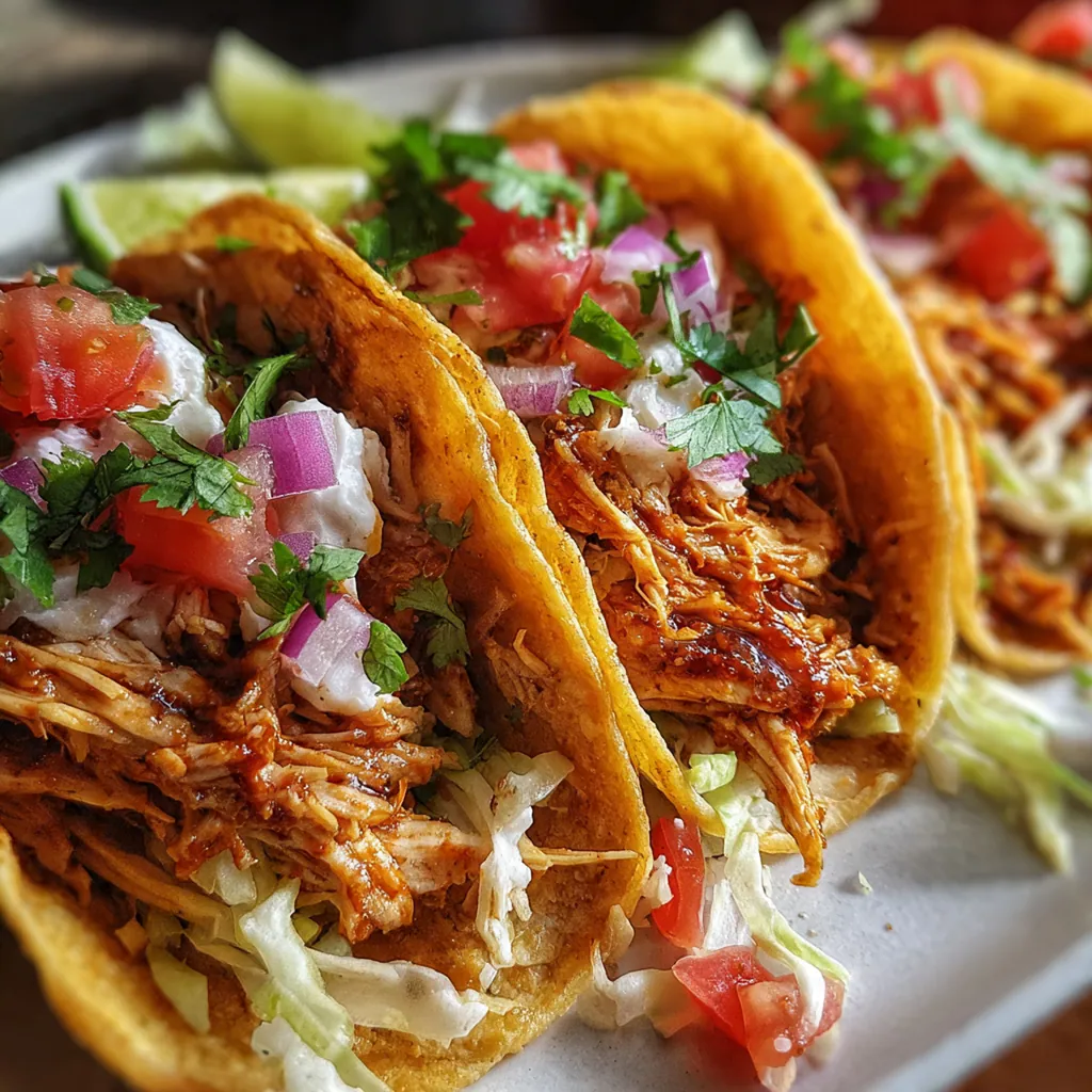 A finished Garlic Butter Honey BBQ Taco topped with red cabbage and cilantro on a rustic table