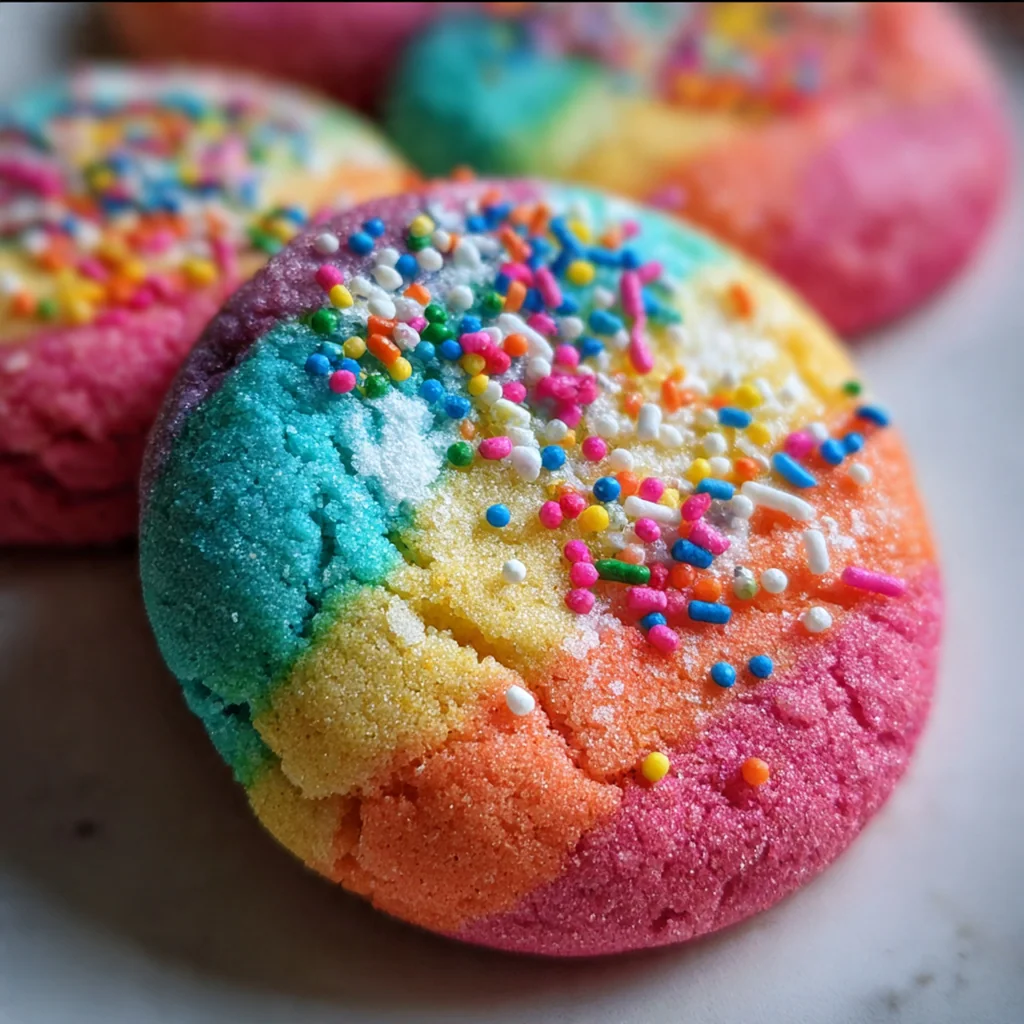 A festive cookie jar overflowing with multicolored jello sugar cookies next to a glass of milk