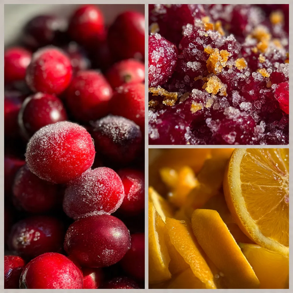 A festive breakfast spread with toasted bread, butter, and an open jar of cranberry Prosecco jam