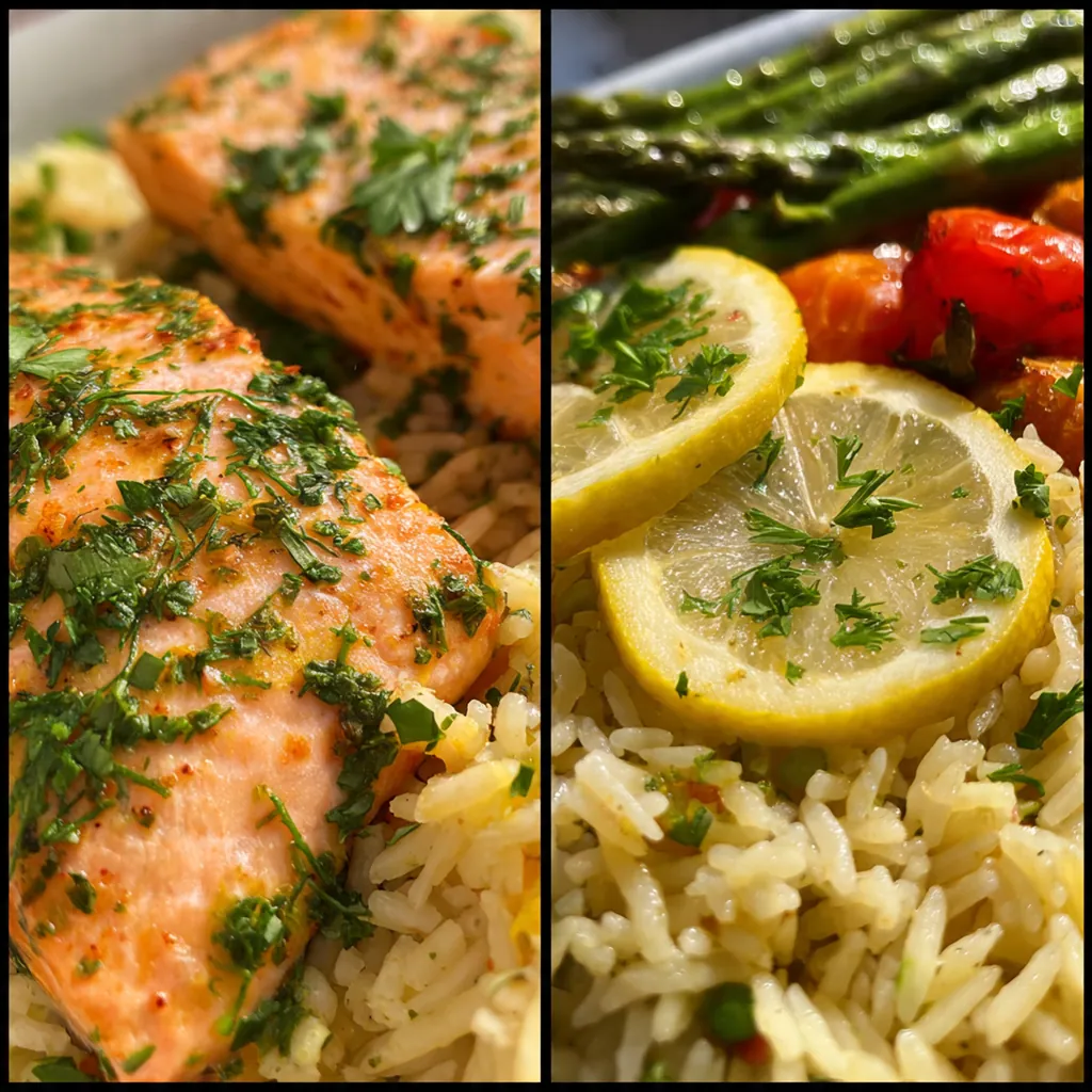 Close-up of a salmon fillet glazed with herb marinade and fresh dill