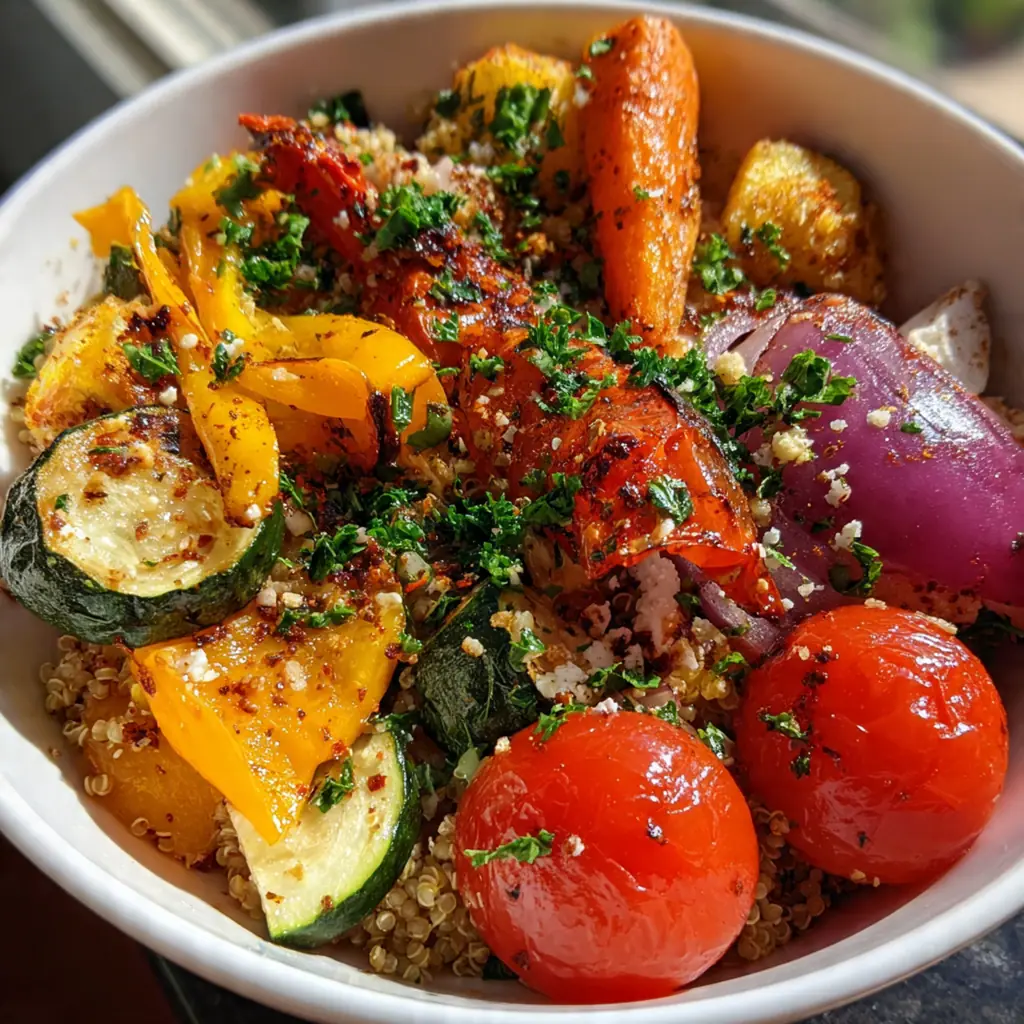 Fresh ingredients for a Mediterranean quinoa bowl laid out on a wooden cutting board